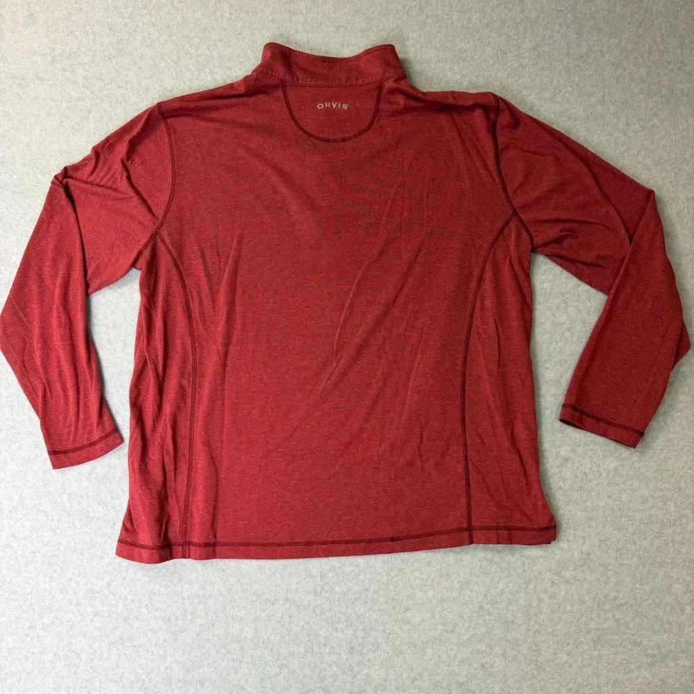 Orvis Classic Collection Mens XL Quarter Zip Pullover Heather Red Long‎ Sleeve